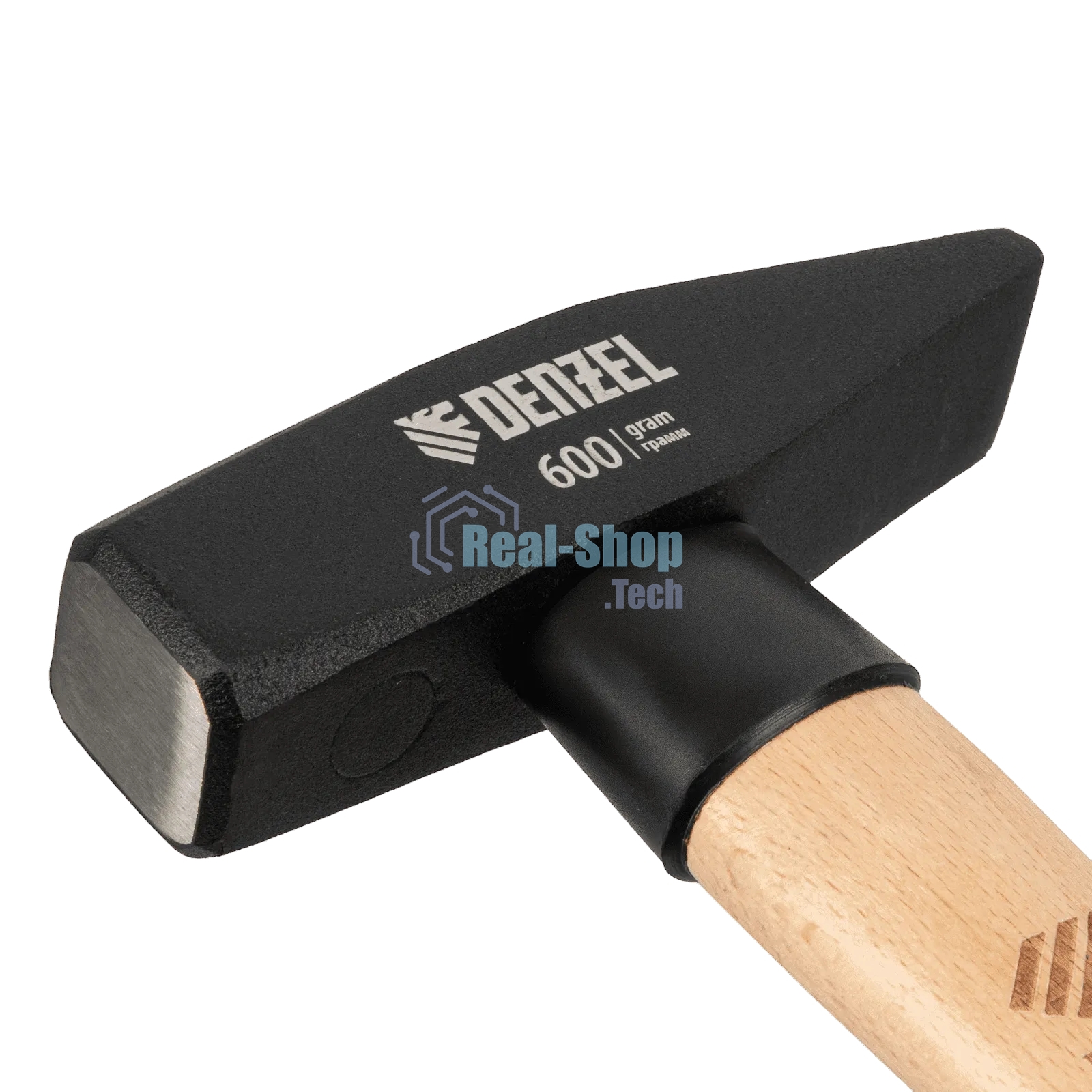 Молоток слесарный Denzel 600 г, кованый квадратный боек, буковая рукоятка