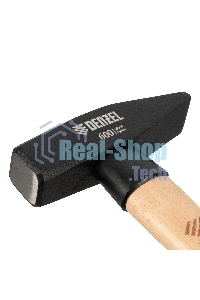 Молоток слесарный Denzel 600 г, кованый квадратный боек, буковая рукоятка