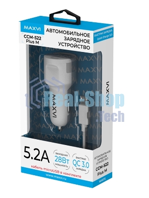 Автомобильное зарядное устройство Maxvi CCM-522 Plus M белый 5.2A