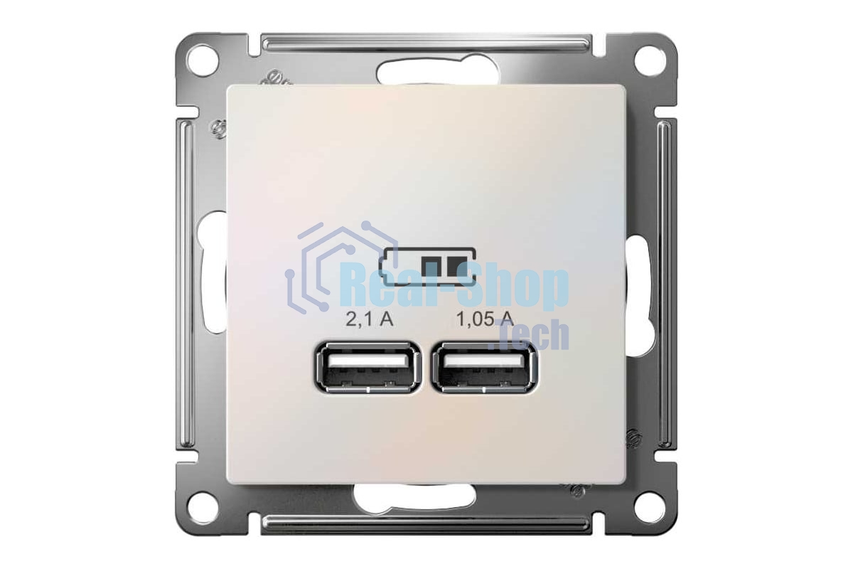 Механизм розетки USB AtlasDesign 5В 1порт х 2.1А 2порта х 1.05А жемчуг SchE ATN000433