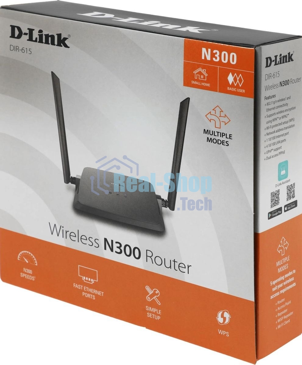Роутер беспроводной D-Link DIR-615/Z1A 10/100BASE-TX