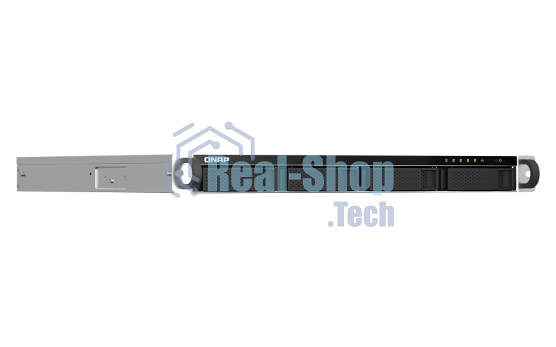 Сетевое хранилище SMB QNAP TS-464U-8G NAS 4 HDD trays, rackmount 1U, 1 PSU. 4-core Intel Celeron N5105/N5095 2.0-2.9 GHz, 8 Gb RAM MAX, 2x2.5GbE, 2xUSB 3.2 Gen 2 (10Gbps), 2xUSB 2.0, 1xHDMI, PCIe Gen 3 x2, W/o rail kit RAIL-B02