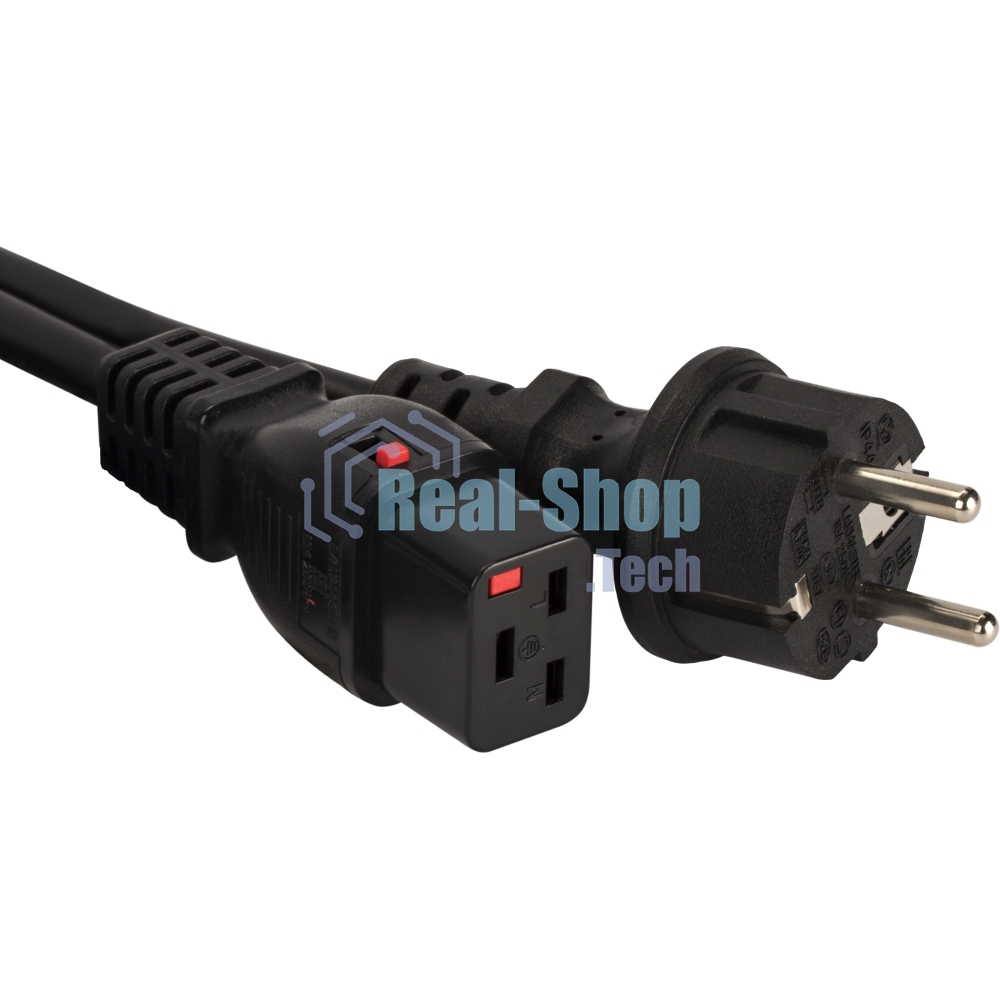 Шнур питания Lanmaster LAN-PP19L/SH-0.5-BK C19-Schuko проводник.:3x1.5мм2 0.5м 220В 16А черный