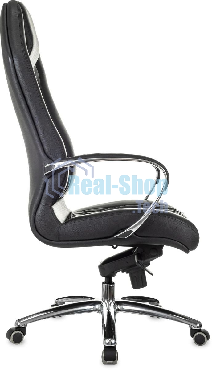 Кресло руководителя Бюрократ Aura/Black черный, кожа, крестовина полированный алюминий