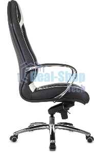 Кресло руководителя Бюрократ Aura/Black черный, кожа, крестовина полированный алюминий