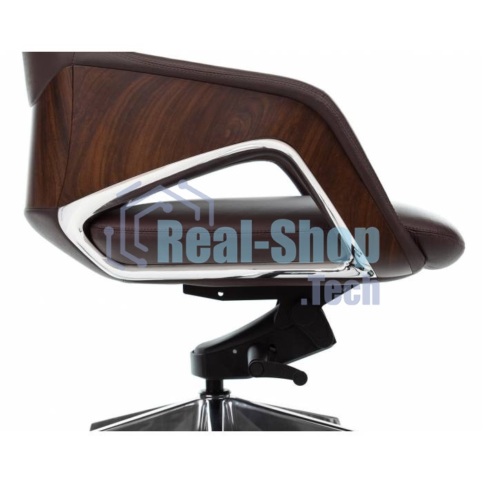 Кресло руководителя Бюрократ DAO-2 коричневый, кожа, с подголовником, крестовина алюминий