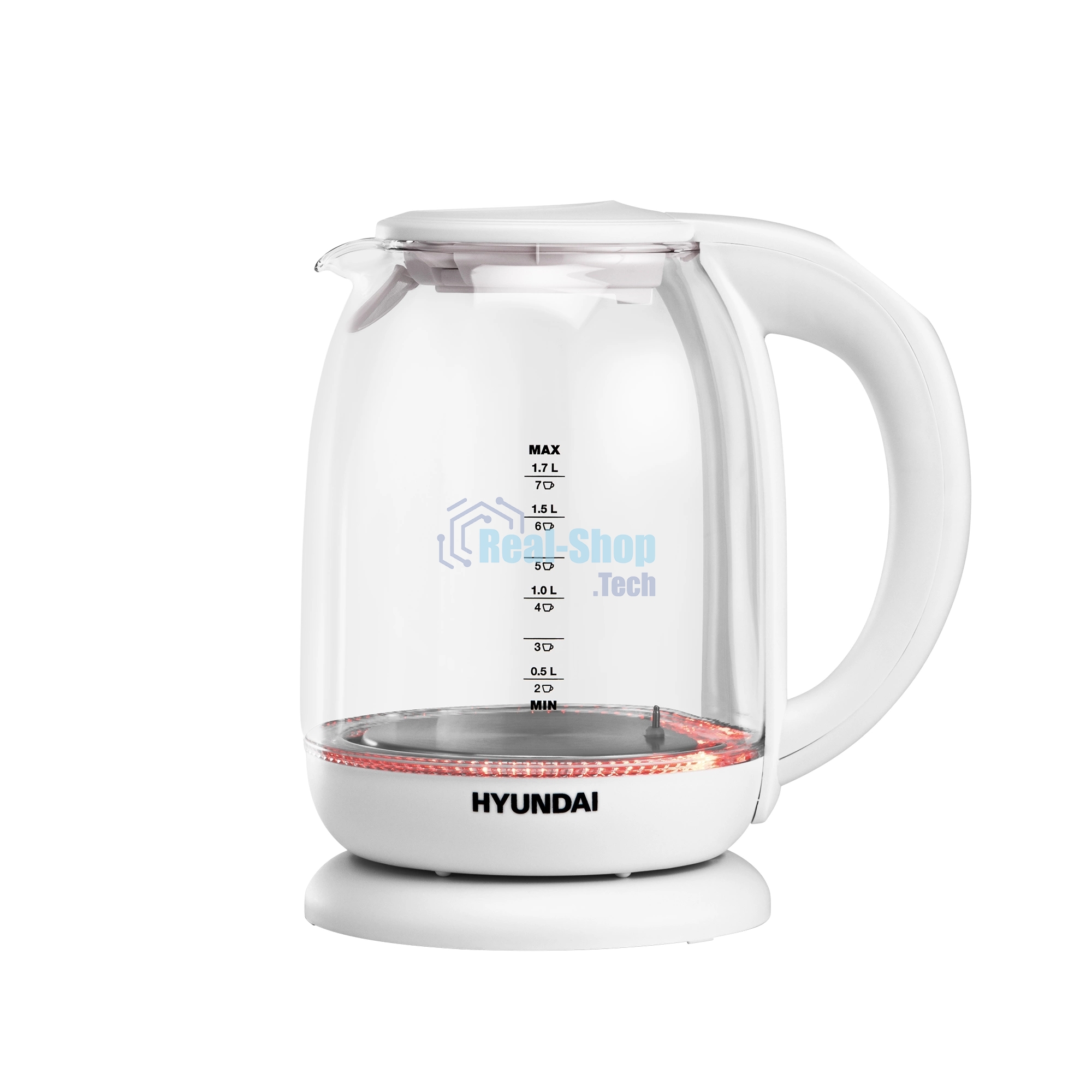 Чайник электрический Hyundai HYK-S3808 1.7л. 2200Вт белый (корпус: стекло)