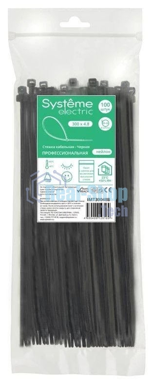 Стяжка кабельная SE IMT30048B 300х4.8 черный (уп.100 шт)