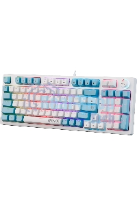 Клавиатура проводная Defender Hawk GK-418, USB, белый/голубой