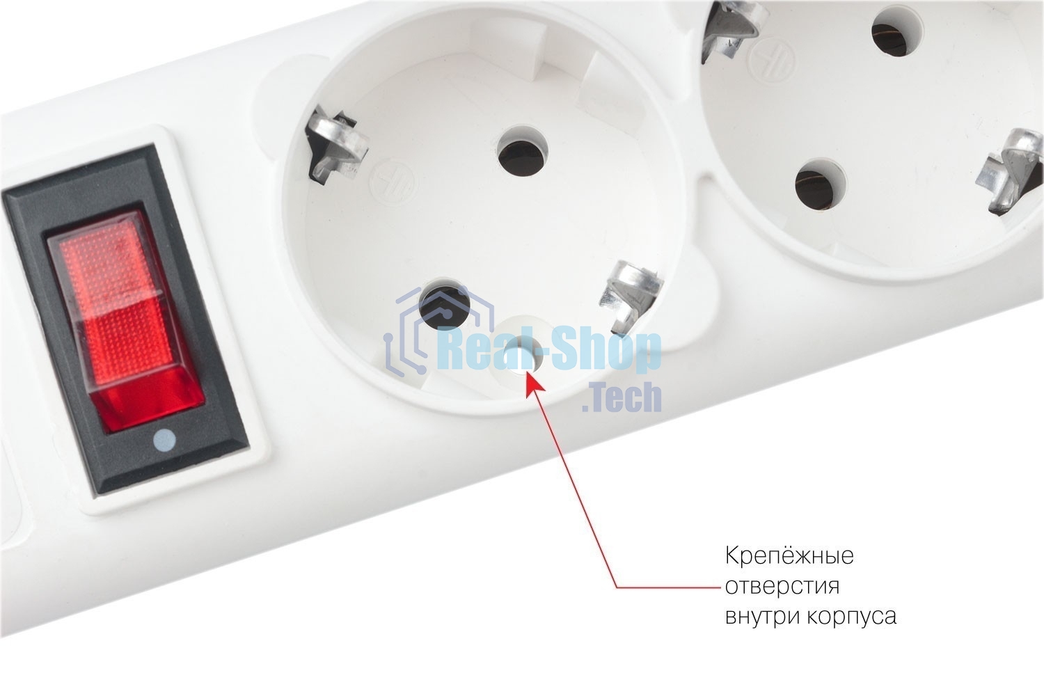 Фильтр-удлинитель, PC 0,5 м 5 р, бел. 10А, SPG-B-0,5M-WHITE