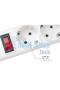 Фильтр-удлинитель, PC 0,5 м 5 р, бел. 10А, SPG-B-0,5M-WHITE