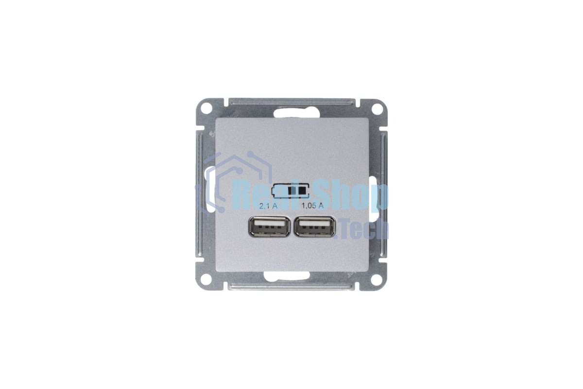 Механизм розетки USB AtlasDesign 5В 1порт х 2.1А 2порта х 1.05А жемчуг SchE ATN000433