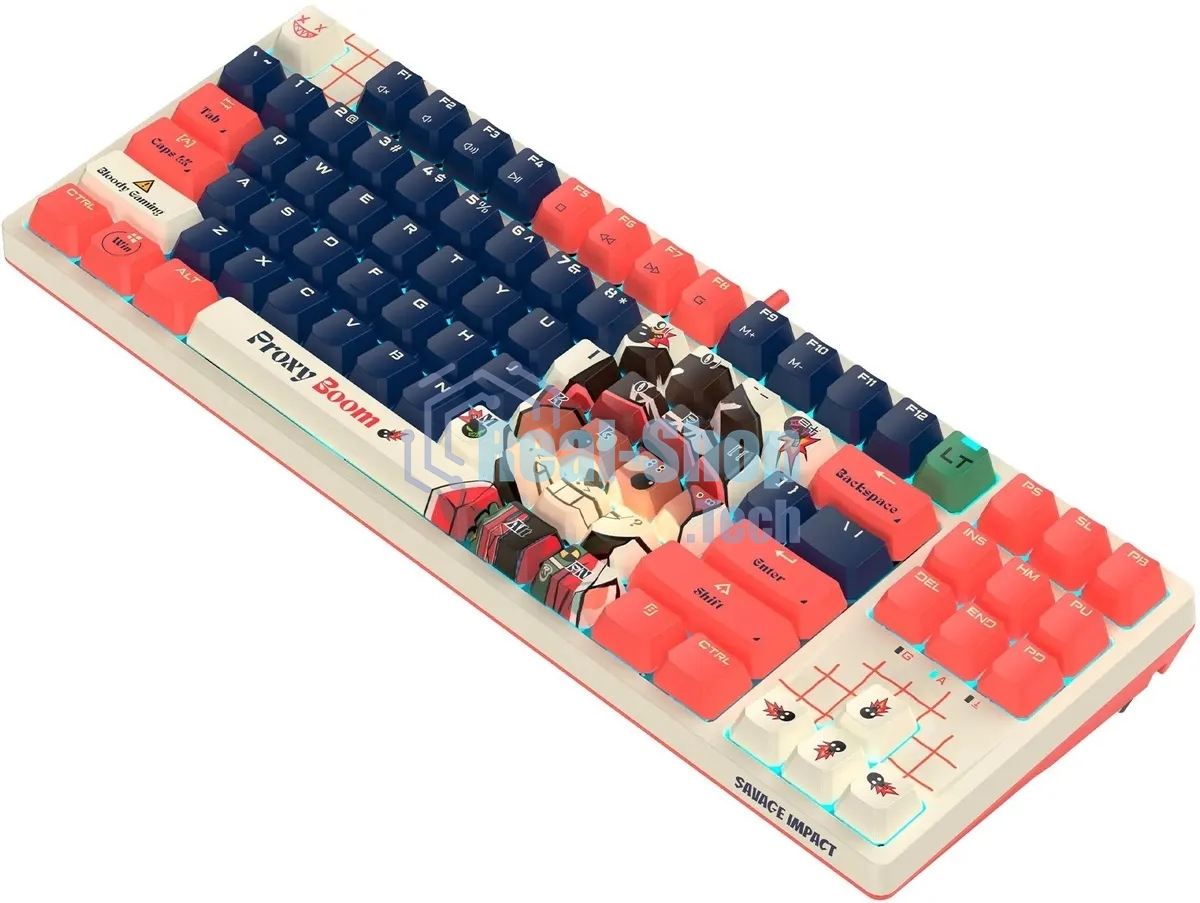 Клавиатура проводная A4Tech Bloody AT87 Proxy Boom USB бежевый/красный
