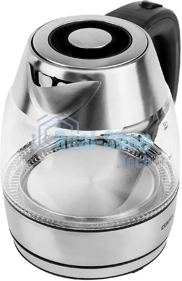 Чайник электрический Centek CT-0018, 1.2л, 1600Вт, стекло, серебристый