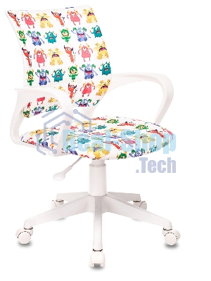 Кресло детское Бюрократ BUROKIDS 1 W белый монстры крестовина пластик пластик белый