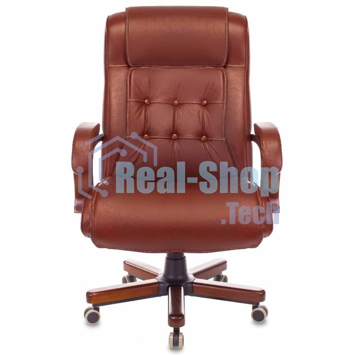 Кресло руководителя Бюрократ T-9926WALNUT светло-коричневый Leather Eichel, кожа, крестовина металл/дерево