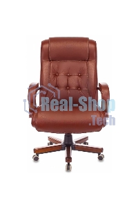 Кресло руководителя Бюрократ T-9926WALNUT светло-коричневый Leather Eichel, кожа, крестовина металл/дерево