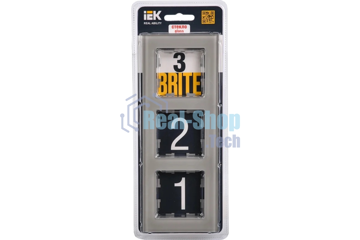 Рамка 3-местная IEK BRITE РУ-3-2-БрД стекло дымчатый