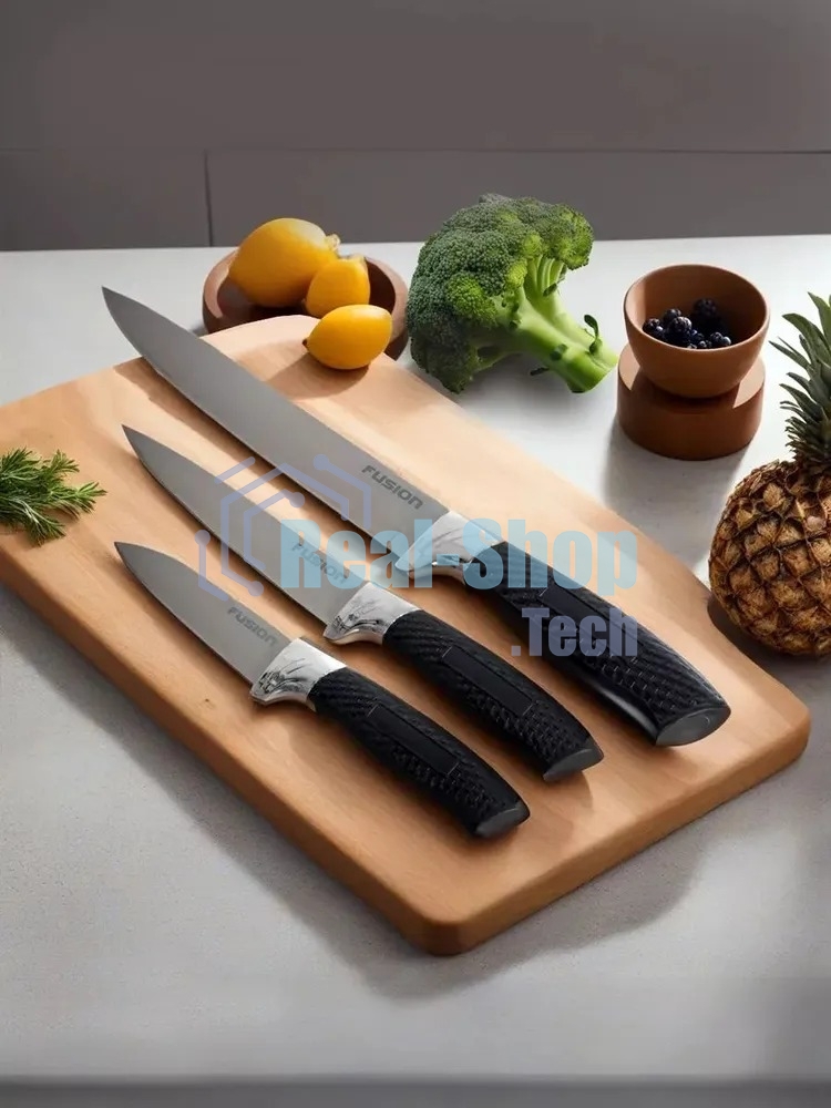 Набор кухонных ножей Fusion SK-3004 3 шт, черный