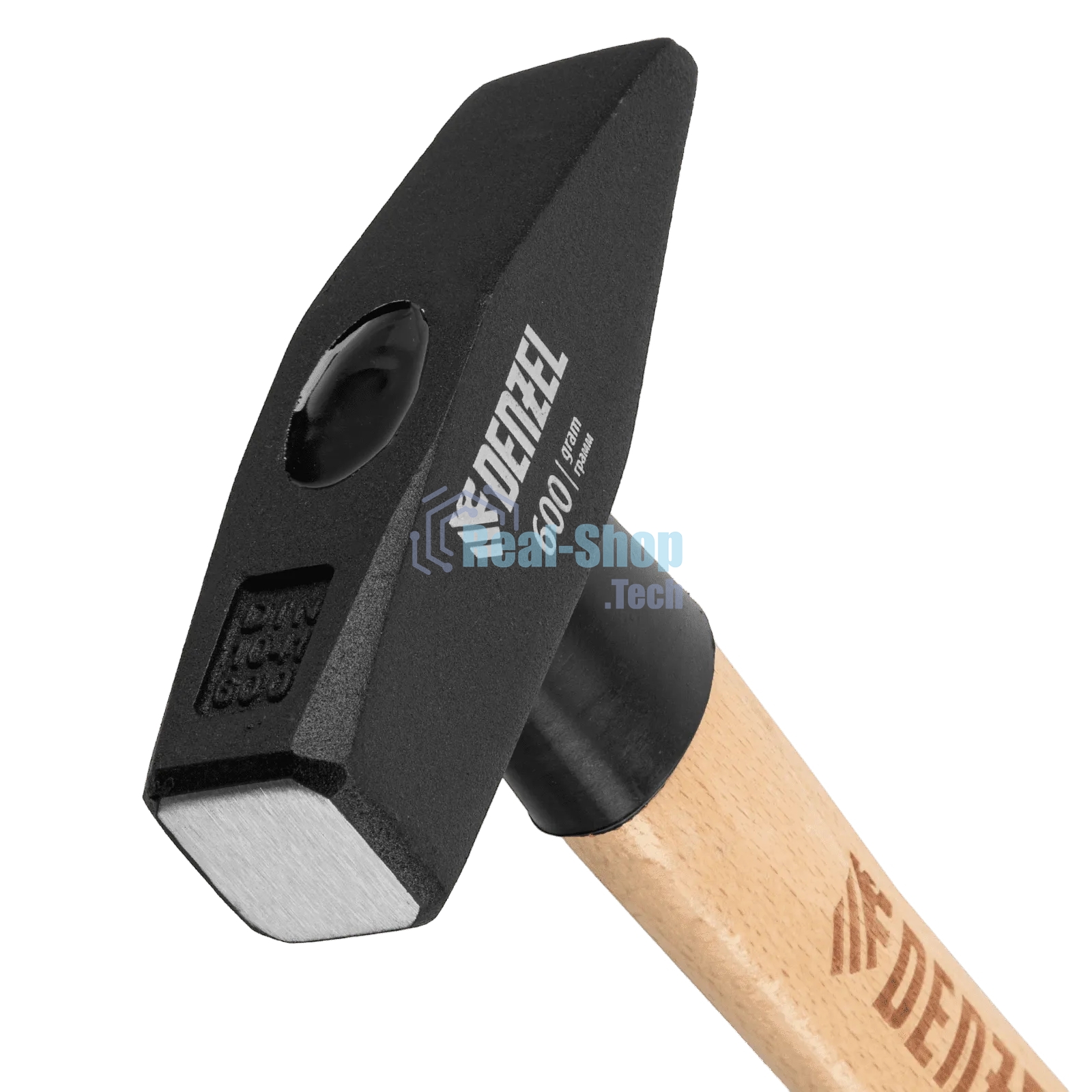 Молоток слесарный Denzel 600 г, кованый квадратный боек, буковая рукоятка