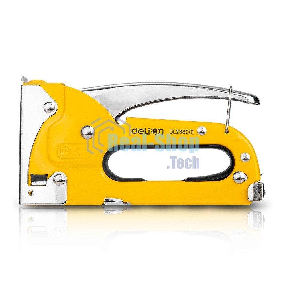Мебельный степлер Deli DL238001 4-8мм. Полностью стальная конструкция.