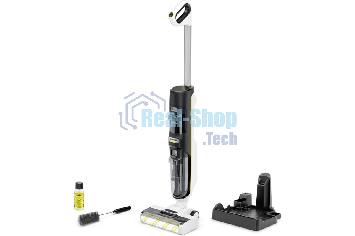 Пылесос вертикальный моющий Karcher FCV 4 белый/черный, питание от аккумулятора, 180 Вт, уборка влажная/сухая, пылесборник 0.45 л