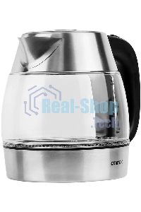 Чайник электрический Centek CT-0018, 1.2л, 1600Вт, стекло, серебристый