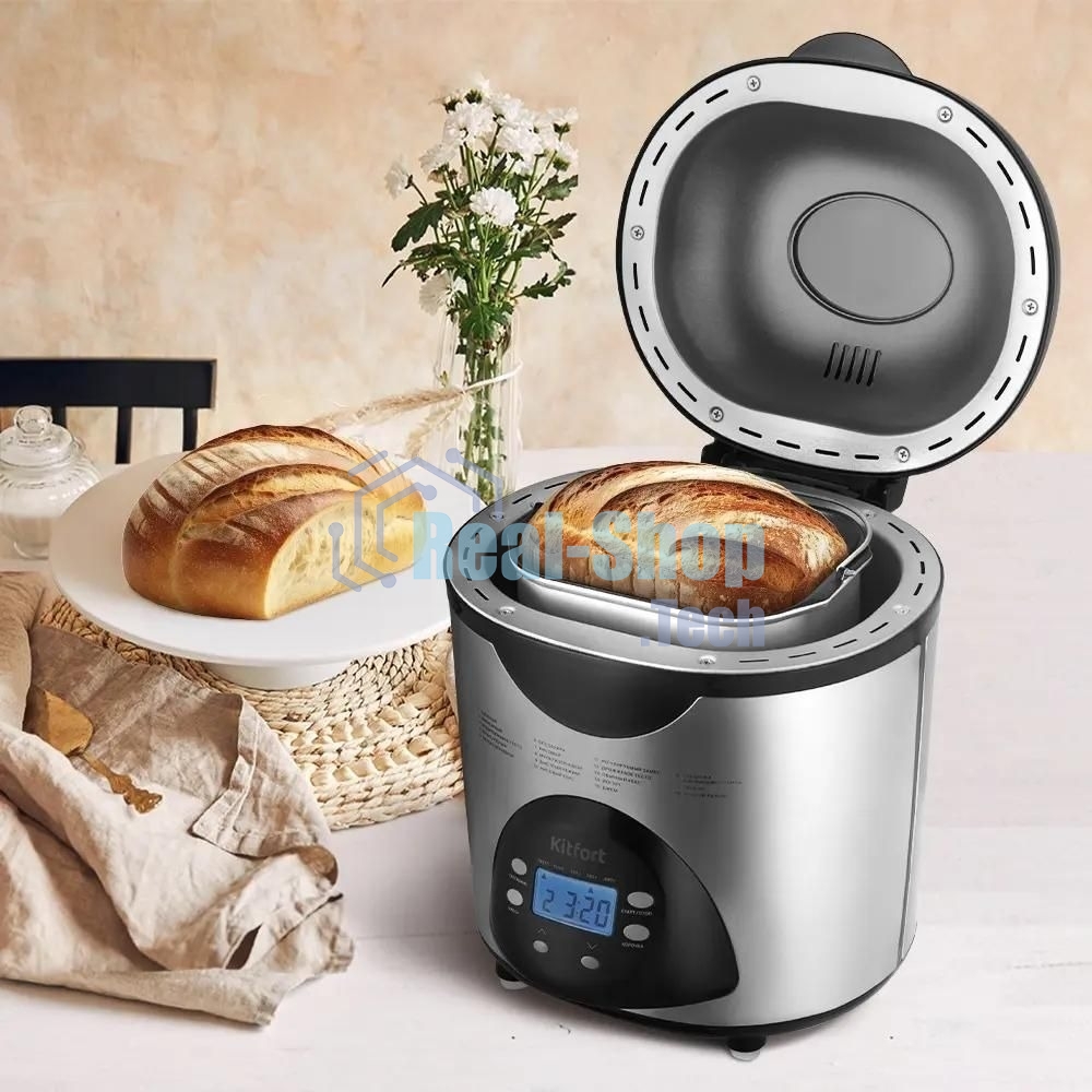 Хлебопечка Kitfort КТ-315 530Вт серебристый/черный