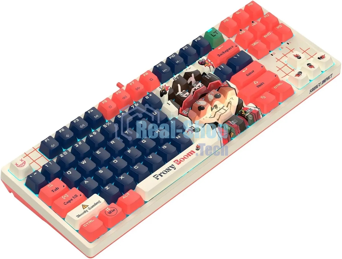 Клавиатура проводная A4Tech Bloody AT87 Proxy Boom USB бежевый/красный