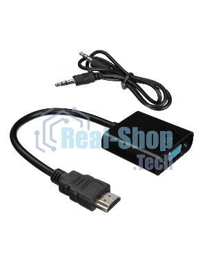 Кабель-адаптер ACD-DAHVF-01B HDMI-VGA, Golden Plated, 19m/15f, черный, 0.2м (742576)