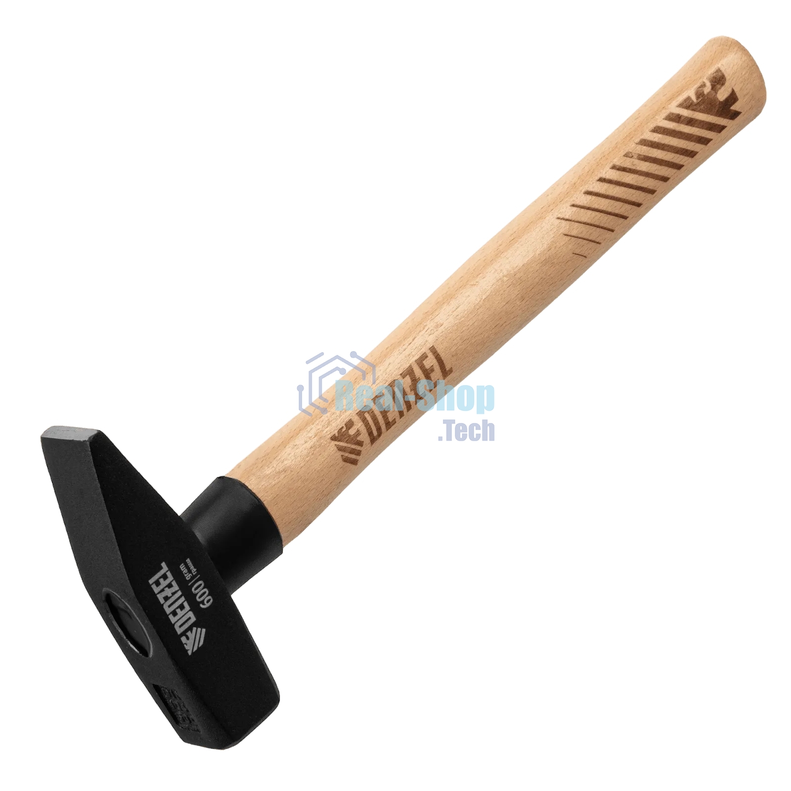 Молоток слесарный Denzel 600 г, кованый квадратный боек, буковая рукоятка