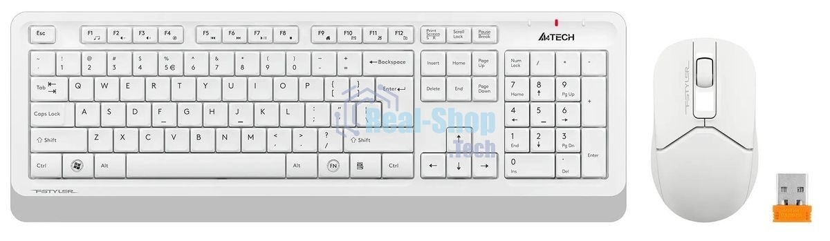 Комплект клавиатура+мышь A4Tech FStyler FG1012 беспроводной, USB, 1200 DPI, белый