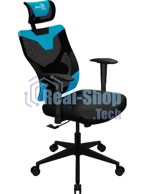 Кресло Aerocool GUARDIAN Ice Blue голубой, сетка, 150 кг, подголовник, регулируемые подлокотники, механизм качания, поясничная подушка