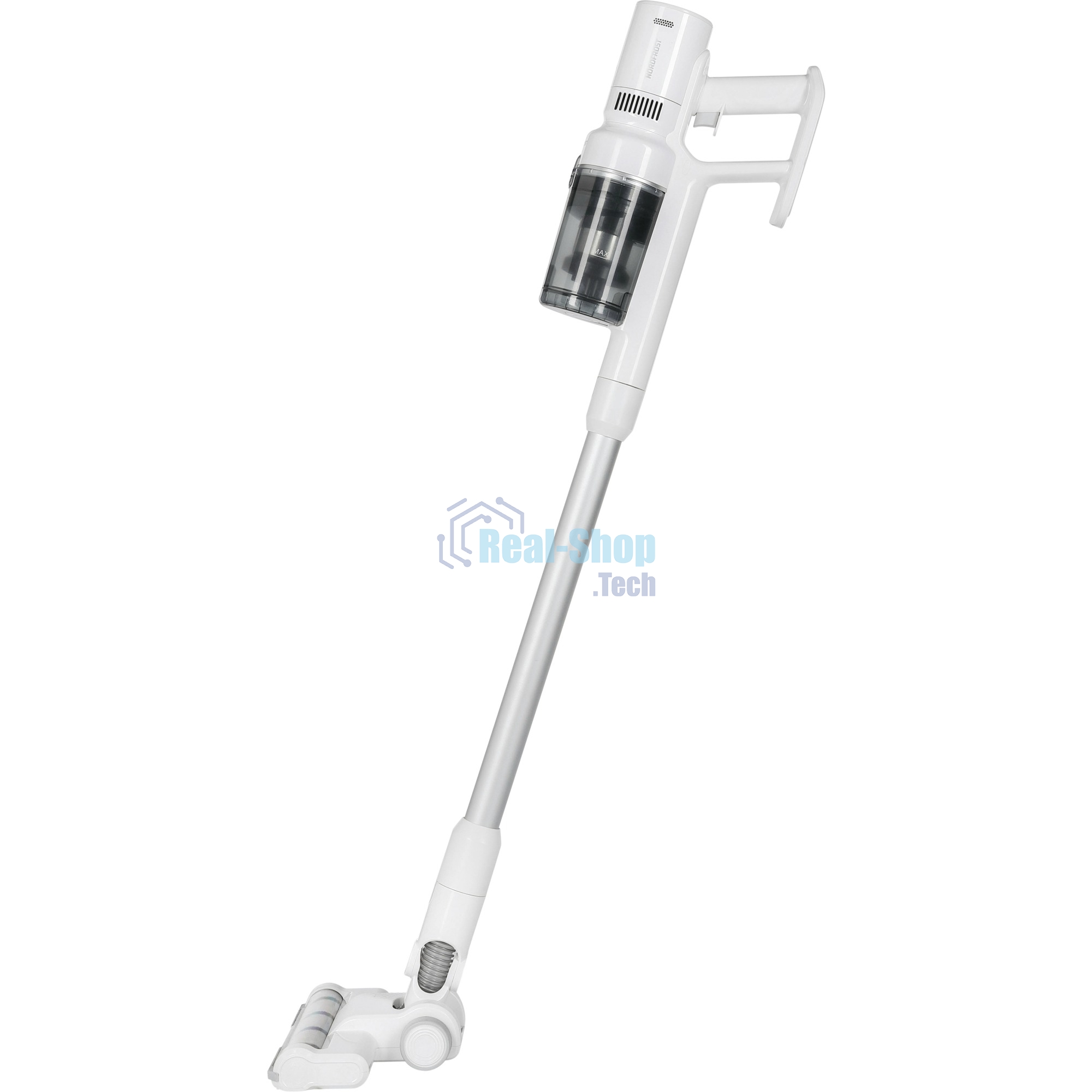 Пылесос вертикальный Nordfrost V 400 белый, питание от сети, 220 Вт, уборка сухая, пылесборник 0.5 л, работа от АКБ max 60 мин