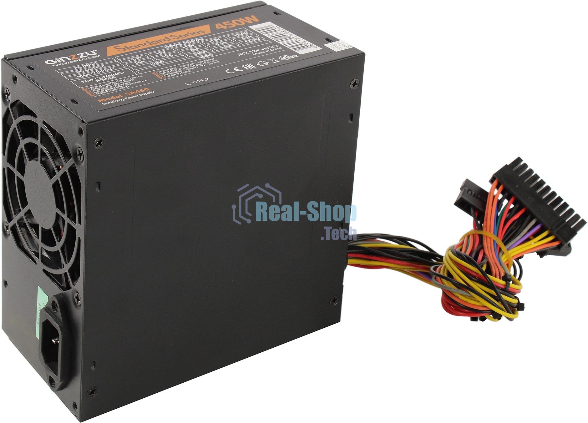 Блок питания Ginzzu SA450, 450Вт, 80мм, черный