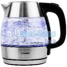 Чайник электрический Centek CT-0018, 1.2л, 1600Вт, стекло, серебристый