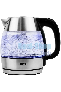 Чайник электрический Centek CT-0018, 1.2л, 1600Вт, стекло, серебристый