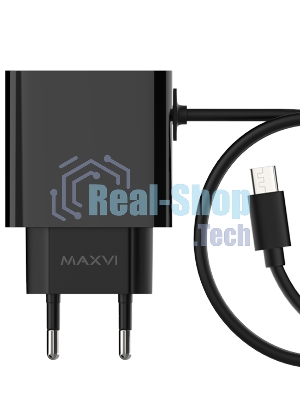Сетевое зарядное устройство Maxvi CHL-240M 2.4A, with microUSB cable, черный