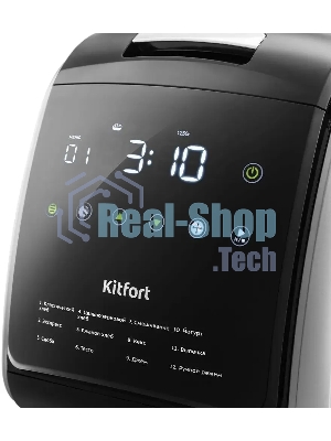 Хлебопечка Kitfort KT-305 чёрный/серебристый, 850 Вт, 1.5 кг, 12 программ