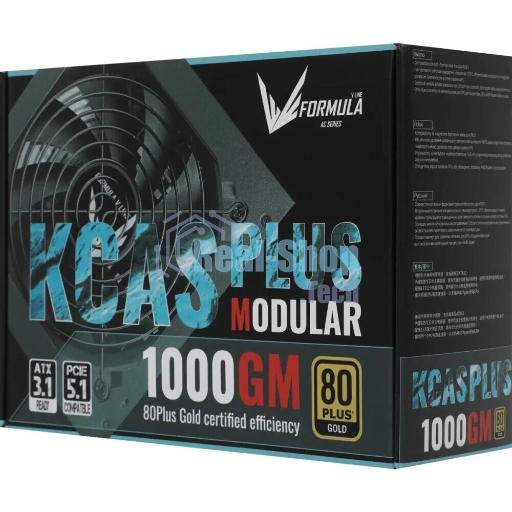 Блок питания Aerocool/Formula 1000W Retail KCAS PLUS 1000GM, 80 PLUS Gold, ATX v2.4, модульный, fan 14cm, 6x PCI-E [6+2-Pin], 10x SATA, 6x MOLEX