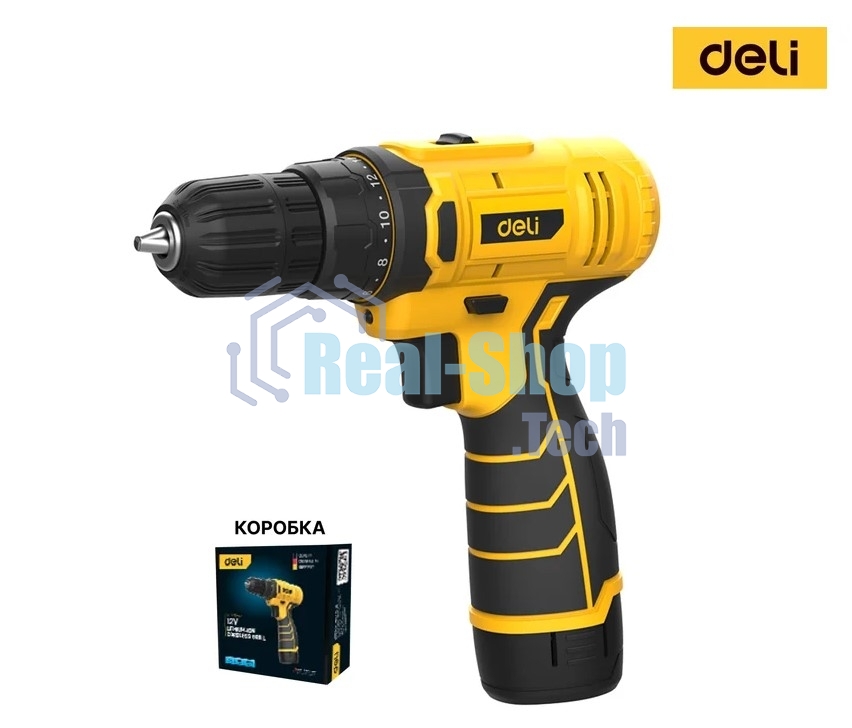 Дрель-шуруповерт аккумуляторная Deli DL-DZ12-4A2, 12В, 1 АКБ