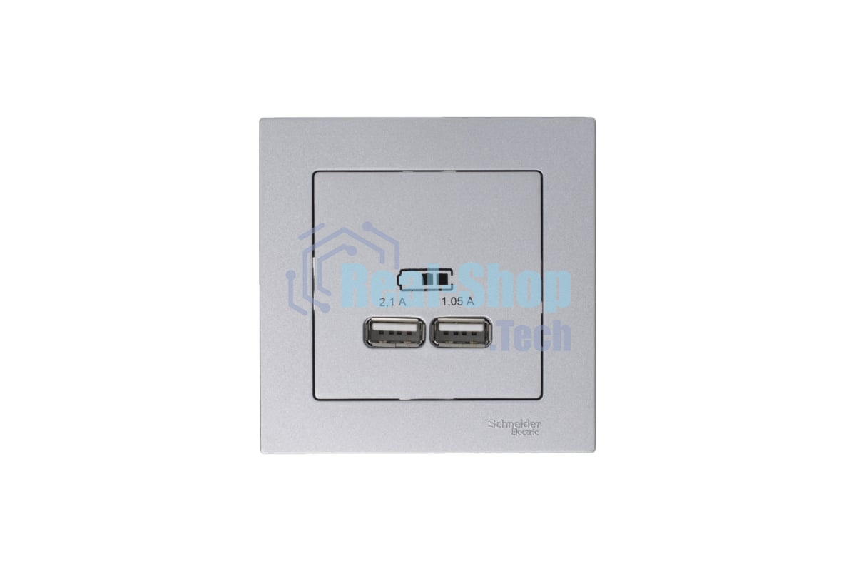 Механизм розетки USB AtlasDesign 5В 1порт х 2.1А 2порта х 1.05А жемчуг SchE ATN000433