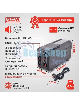Источник бесперебойного питания Powercom Imperial IMD-625AP 375Вт 625ВА черный