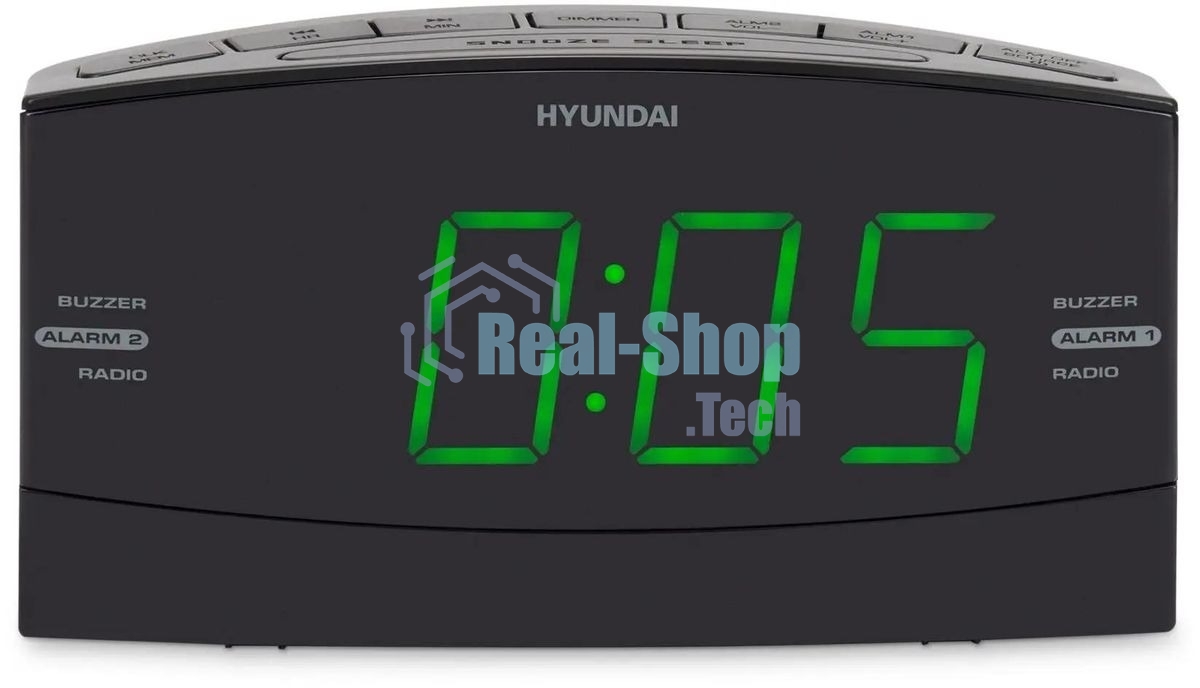 Радиобудильник Hyundai H-RCL238 черный LCD подсв:зеленая часы:цифровые FM
