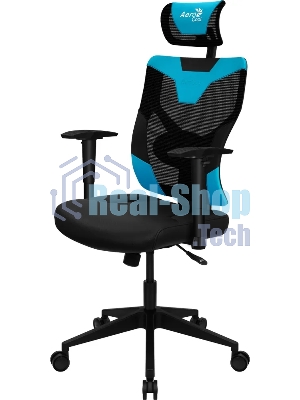 Кресло Aerocool GUARDIAN Ice Blue голубой, сетка, 150 кг, подголовник, регулируемые подлокотники, механизм качания, поясничная подушка