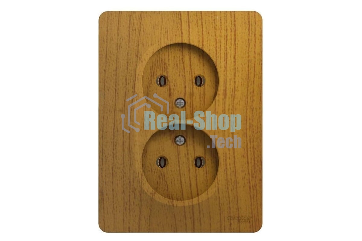Розетка 2-м СП Glossa 16А IP20 без заземл. в сборе дер. дуб SchE GSL000520