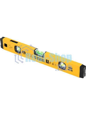 Уровень алюминиевый Denzel магнит., фрезерованный, 3 глазка (1 зеркал.), 0,5 мм/м, 400 мм