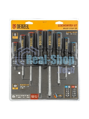Набор отверток на полке Denzel 8 шт., PH+SL, S2, 3к рукоятка