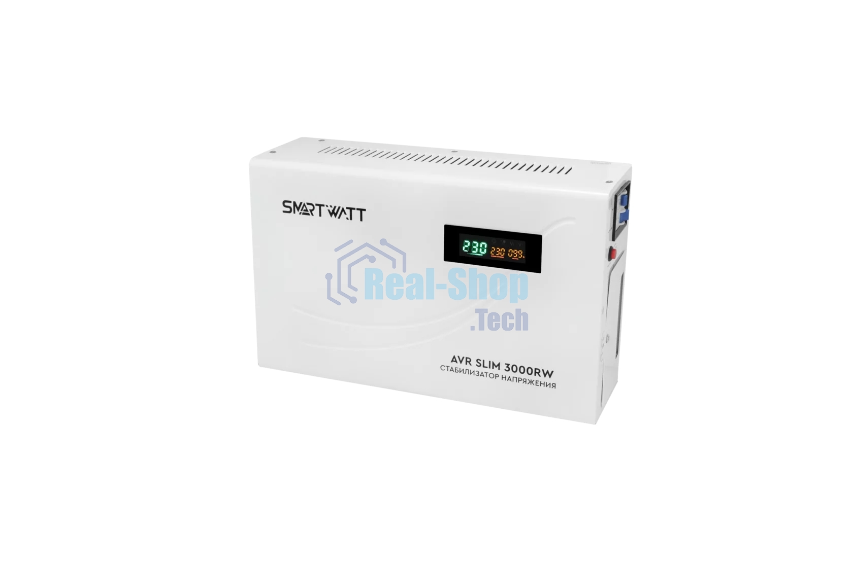 Настенный стабилизатор напряжения SMARTWATT AVR SLIM 3000RW (100W - 260W, 3000VA, 3 кВт, 50 Гц, LED-дисплей, релейный, Н