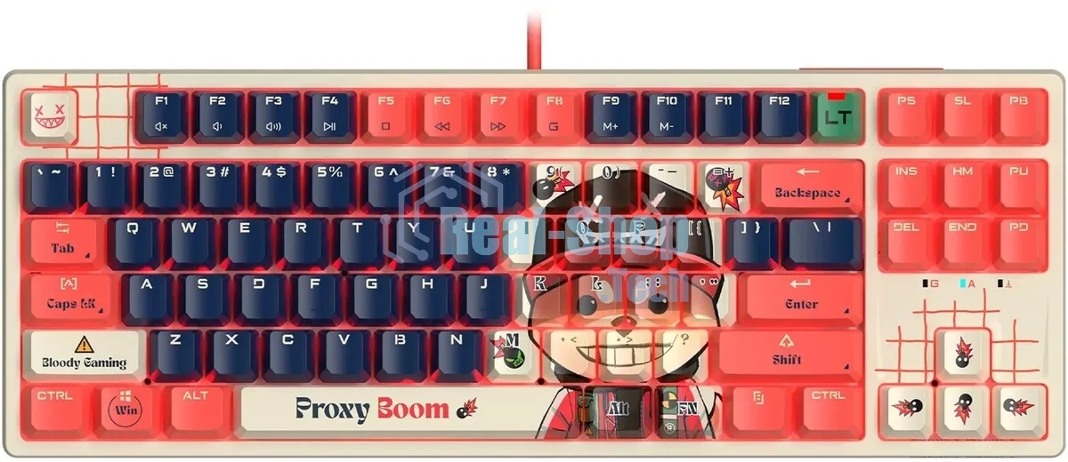 Клавиатура проводная A4Tech Bloody AT87 Proxy Boom USB бежевый/красный